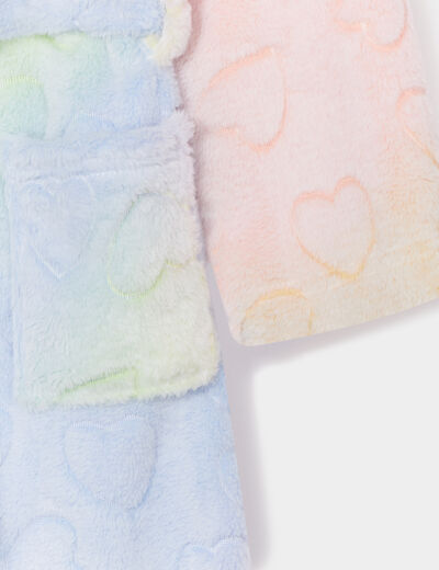 Peignoir effet polaire ceinturé capuche multicolore fille