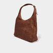 Sac effet su&eacute;dine zipp&eacute; grand format marron femme