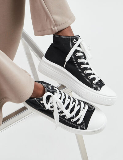 Baskets montantes en toile Creeks noir femme