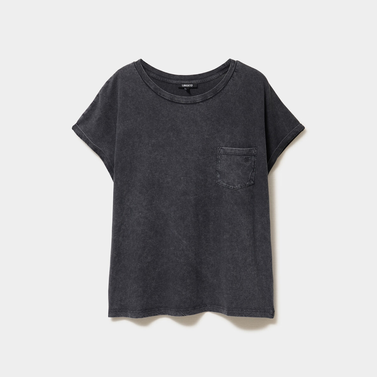 T-shirt 1 poche manches courtes coton noir femme