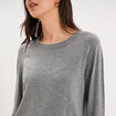 Pull col rond manches longues gris femme