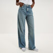 Jean large taille haute coton denim dirty femme