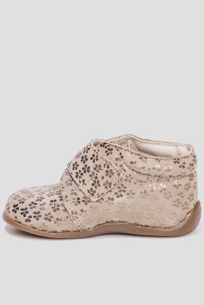 Bottillons à scratchs en cuir marron bébé fille