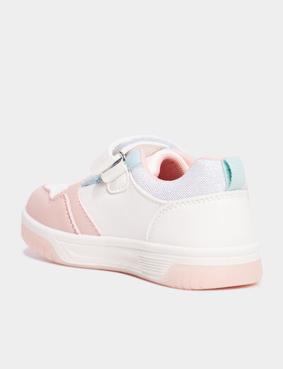 Tennis basses à scratchs blanc fille