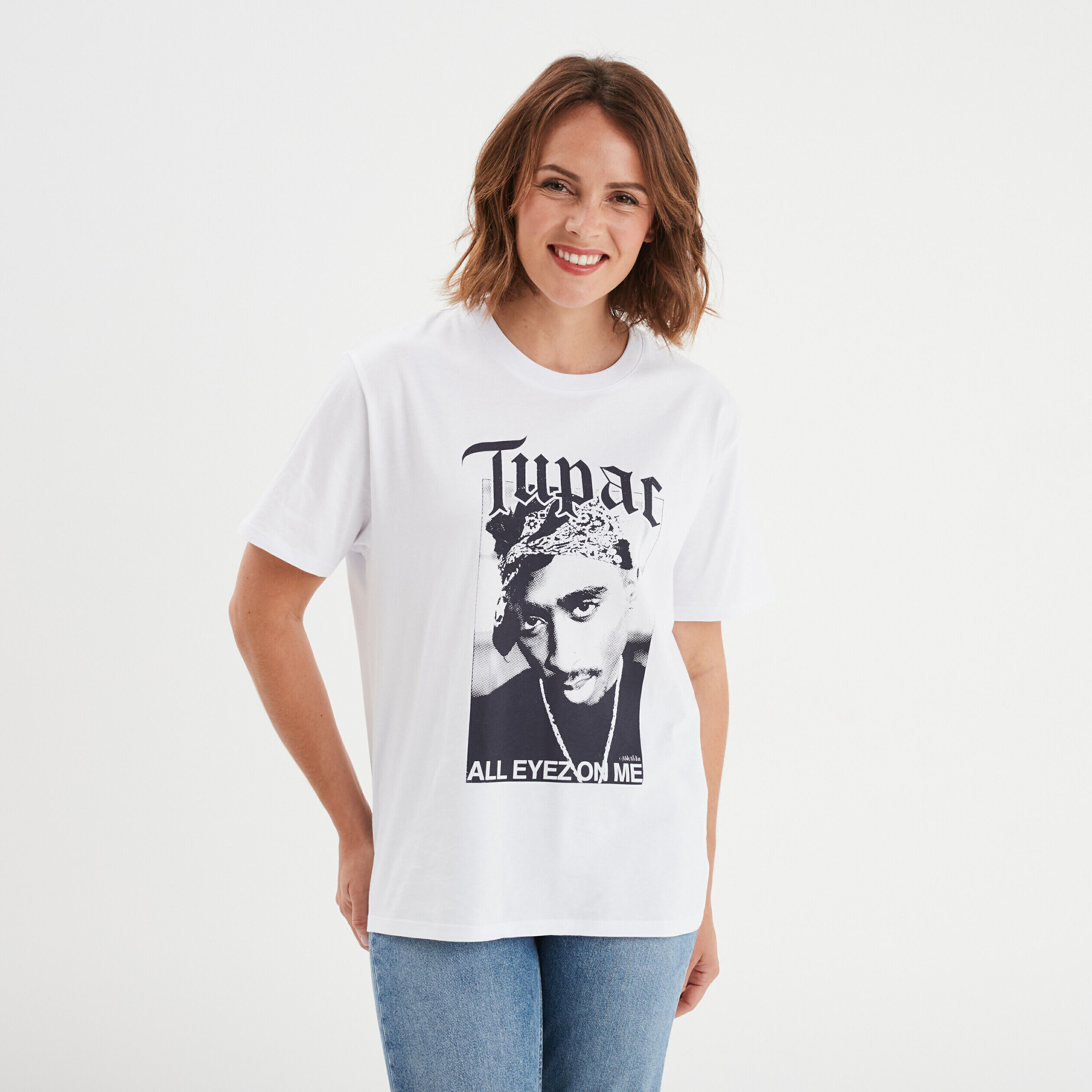T-shirt manches courtes 2PAC Tupac blanc femme