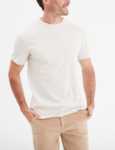 T-shirt manches courtes col rond creme homme