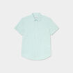 Chemise droite manches courtes coton vert pastel homme