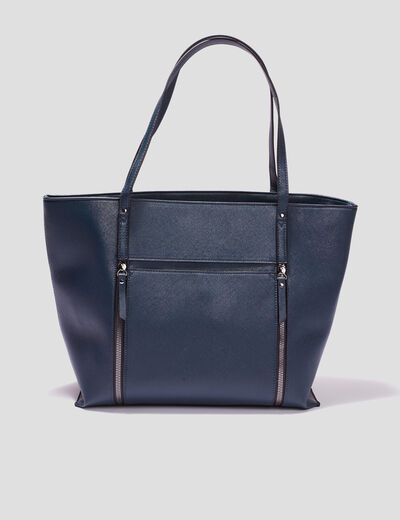 Sac cabas trapèze bleu canard femme