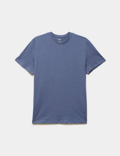 T-shirt droit en coton manches courtes bleu lavande homme