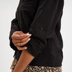 Chemise manches retroussables noir femme