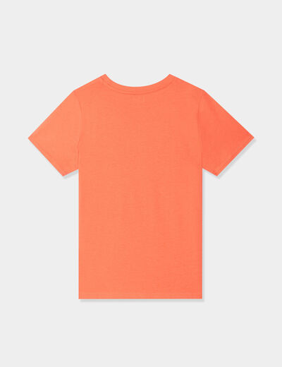 T-shirt col rond et manches courtes rouge corail garçon