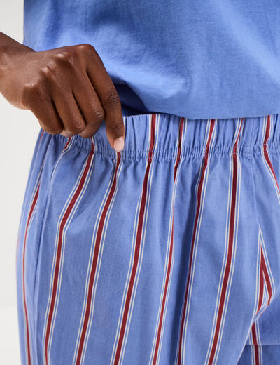 Pantalon de pyjama droit coton bleu femme