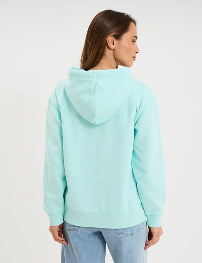 Sweat &agrave; capuche hoodie bleu turquoise femme
