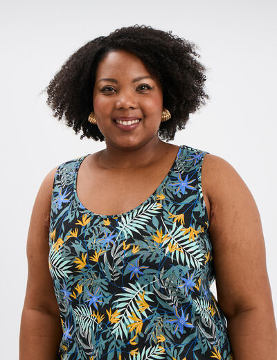 Débardeur ajusté sans manches coton noir femme grande taille
