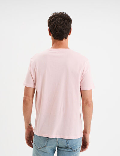 T-shirt droit en coton manches courtes rose pastel homme