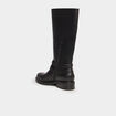 Bottes talons plats brides &agrave; oeillets noir femme