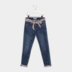 Jeans skinny ceinture foulard denim stone fille