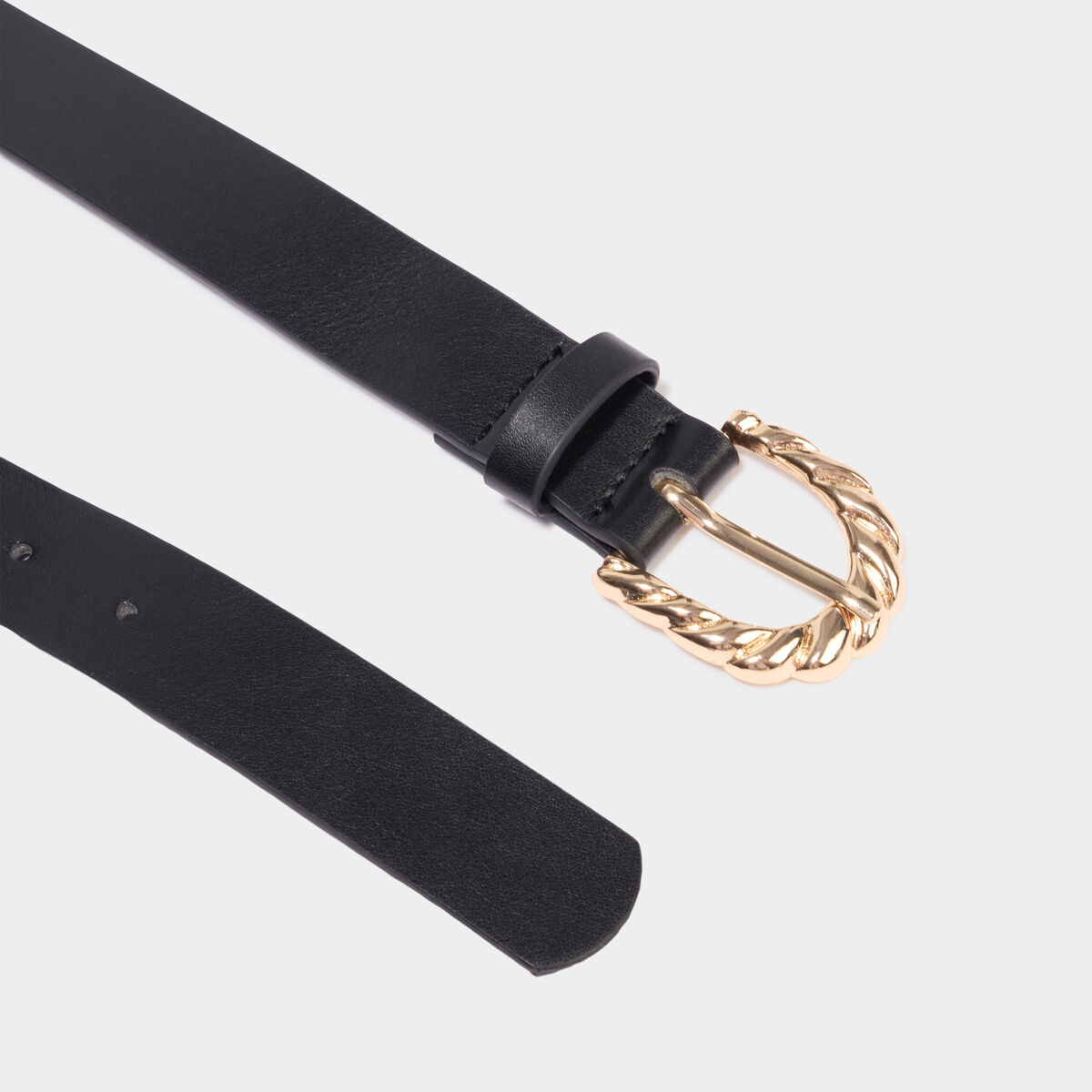 Ceinture avec boucle effet tress&eacute; noir femme