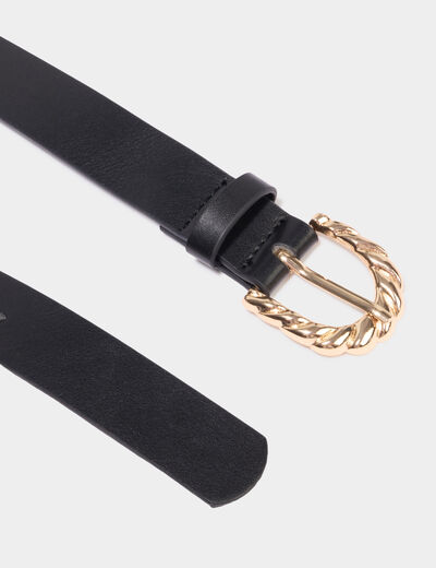 Ceinture avec boucle effet tress&eacute; noir femme