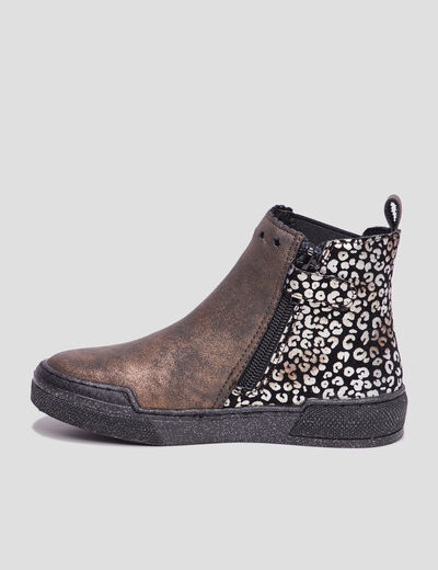 Bottillons pailletés en cuir Ariboot noir fille