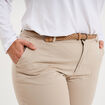 Pantalon chino taille haute coton beige femme grande taille
