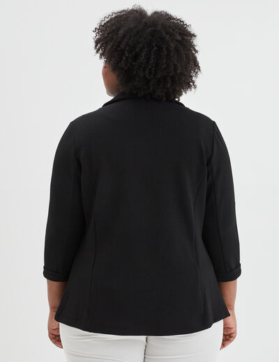 Veste ajustée manches 3/4 noir femme grande taille