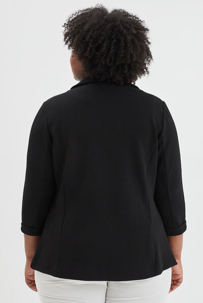 Veste ajustée manches 3/4 noir femme grande taille