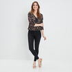 Blouse manches 3/4 détail laçage noir femme