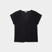 T-shirt broderie anglaise col en V noir femme