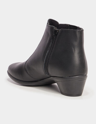Boots talons fermeture zippée cuir noir femme