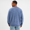 Pull col rond &agrave; manches longues bleu fonc&eacute; homme