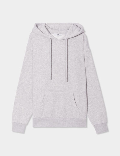 Sweat hoodie molleton à capuche gris clair femme