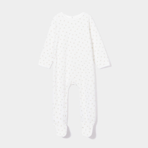 dors bien velours manches longues ecru bebe Dors-bien velours manches longues ecru bébé