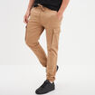 Pantalon cargo slim à coulisse taupe homme