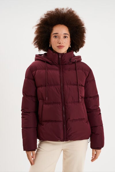 Doudoune &agrave; capuche zipp&eacute;e femme violet fonc&eacute; femme