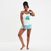 Ensemble pyjama short et débardeur coton bleu turquoise femme