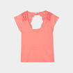 T-shirt épaules et dos macramé rose corail femme