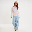 Chemise brod&eacute;e manches longues rouge femme