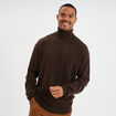 Pull col roul&eacute; manches longues marron fonc&eacute; homme