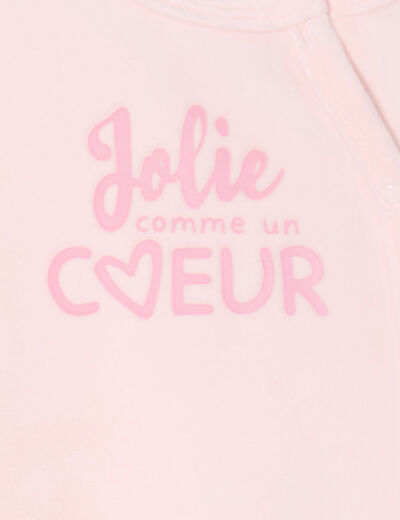 Dors-bien effet velours manches longues rose clair bébé fille