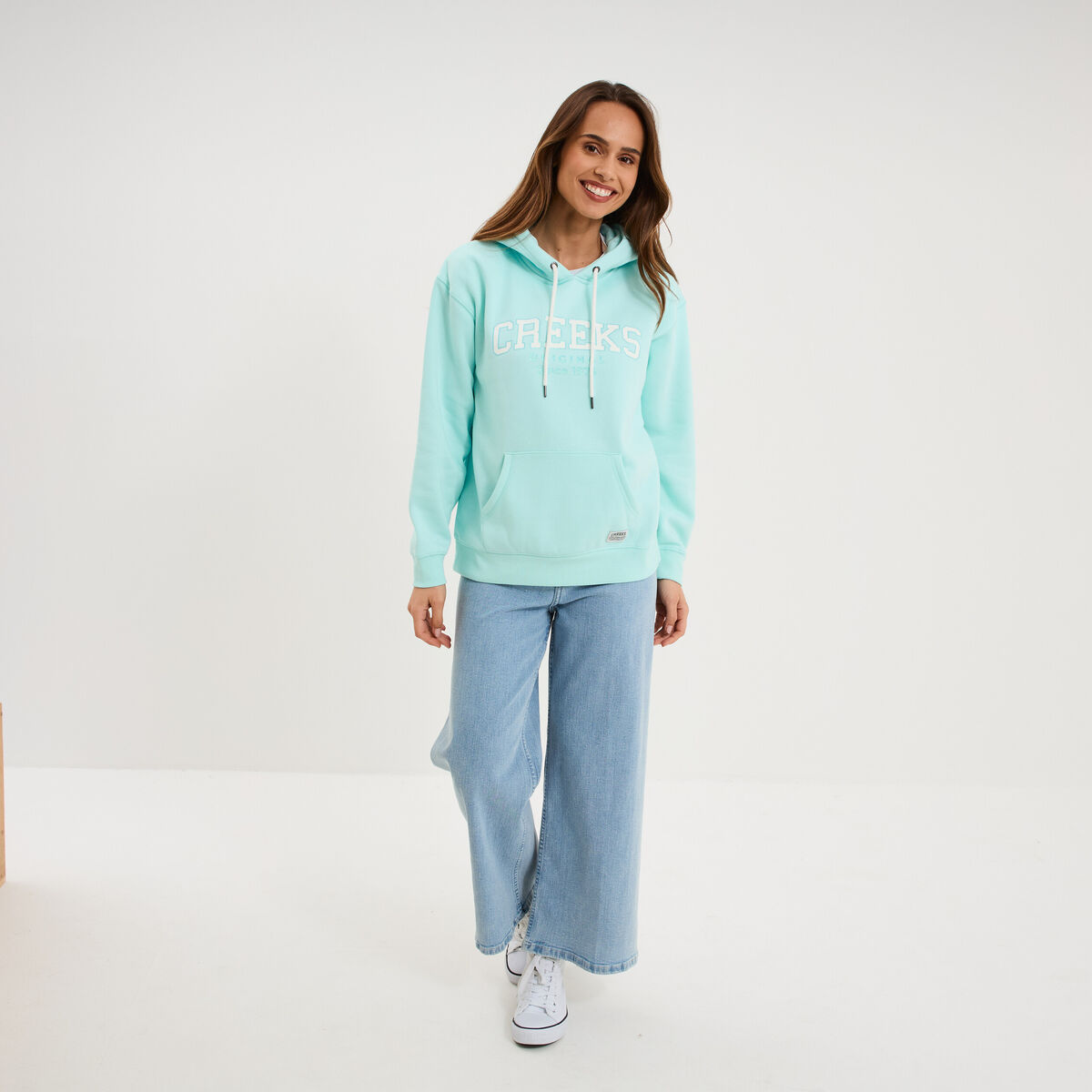 Sweat &agrave; capuche hoodie bleu turquoise femme