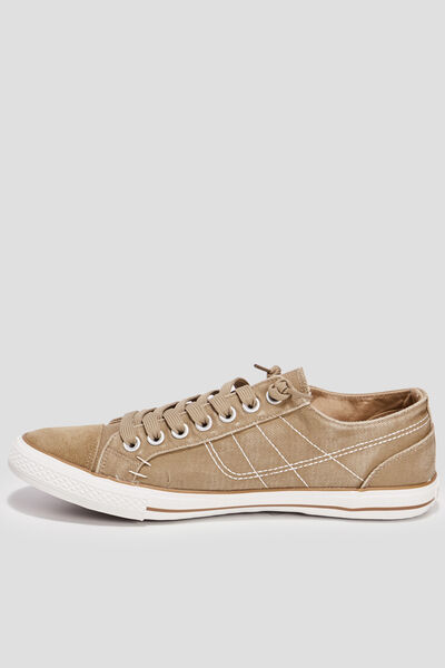 Baskets basses en toile &agrave; lacets sable homme