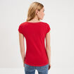 T-shirt col V ajust&eacute; manches courtes rouge femme