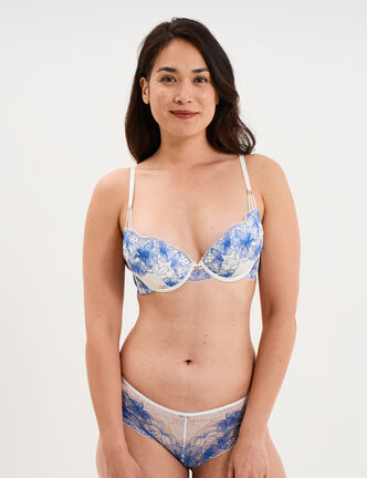 Soutien-gorge maxi push-up dentelle bleu clair femme