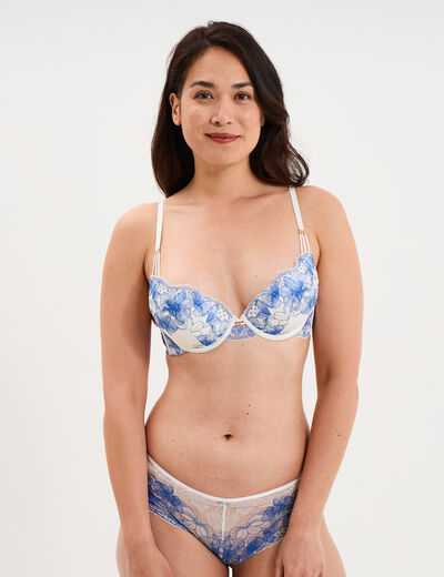 Soutien-gorge maxi push-up dentelle bleu clair femme