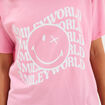 T-shirt manches courtes Smiley World rose pastel femme