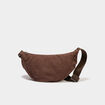 Sac banane effet velours c&ocirc;tel&eacute; marron fonc&eacute; femme