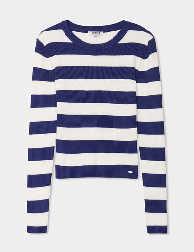 Pull côtelé manches longues Creeks blanc femme