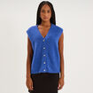 Gilet sans manches col en V bleu roi femme