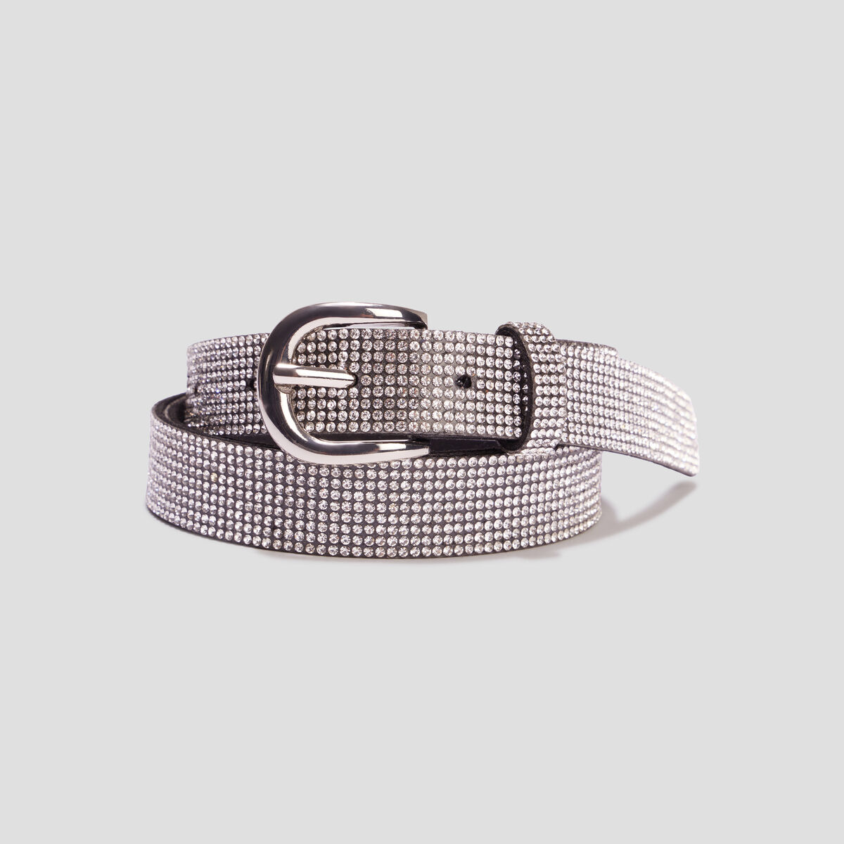 Ceinture à strass gris argent femme